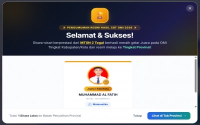 Muhammad Al Fatih Lolos Babak Provinsi OMI 2026 Bidang Matematika